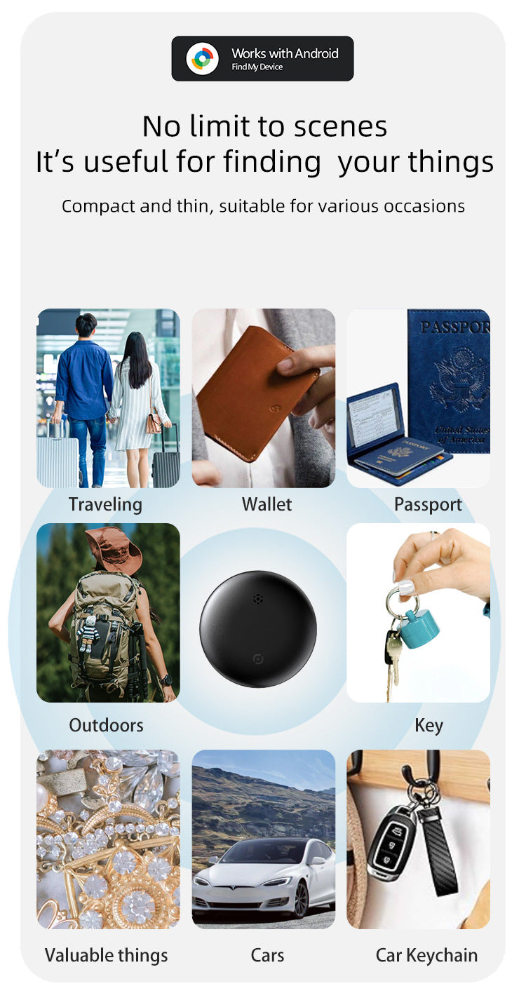 Waterproof Dual-System Locator for iOS and Android Devices; AirTag-Compatible Device with Google Analytics functionality for Loss Prevention