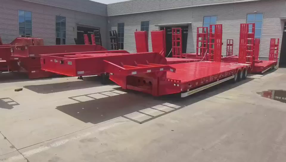 Semi-Trailer Gooseneck Lowbed, 10000 dolar, Trailer Plat Rata Rendah